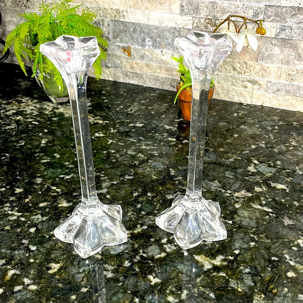 Elegant Clear Glass Candle Holders